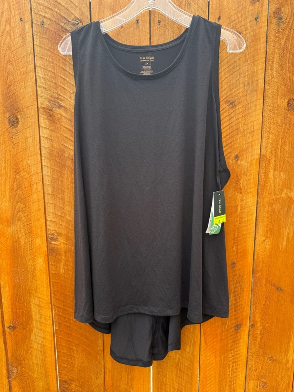 Pair of Tek Gear Black Hi-Low Racerback Open Split Back Active Tank Top - 3X - Picture 2 of 9